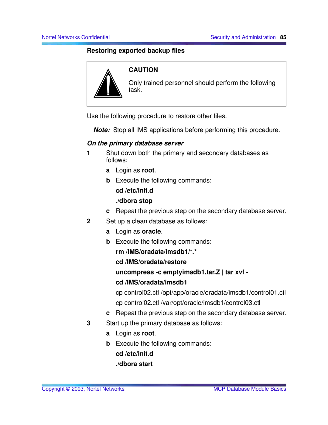 Nortel Networks Standard MCP 1.1 FP1 (02.02) manual 