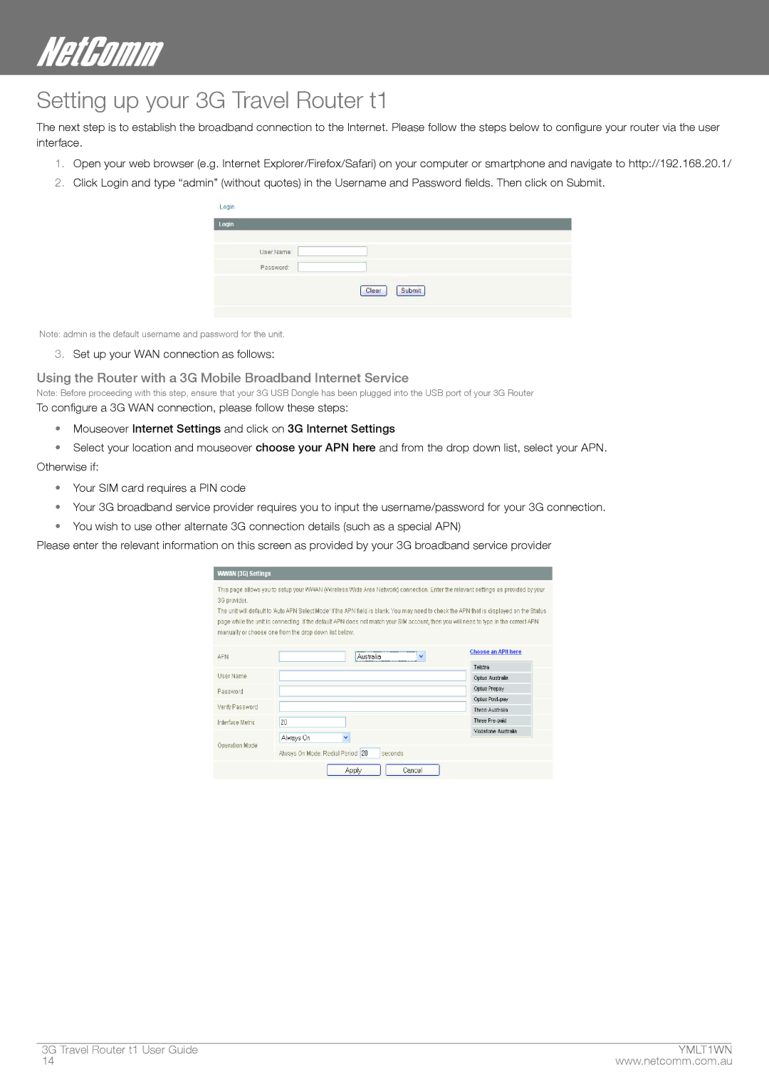 Nortel Networks T1 manual Setting up your 3G Travel Router t1, Using the Router with a 3G Mobile Broadband Internet Service 