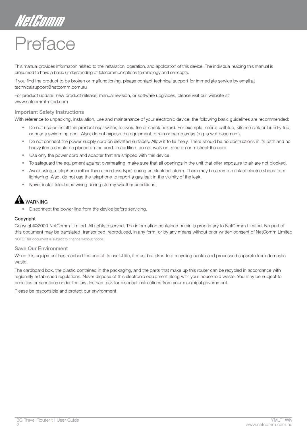 Nortel Networks T1 manual Important Safety Instructions, Save Our Environment 