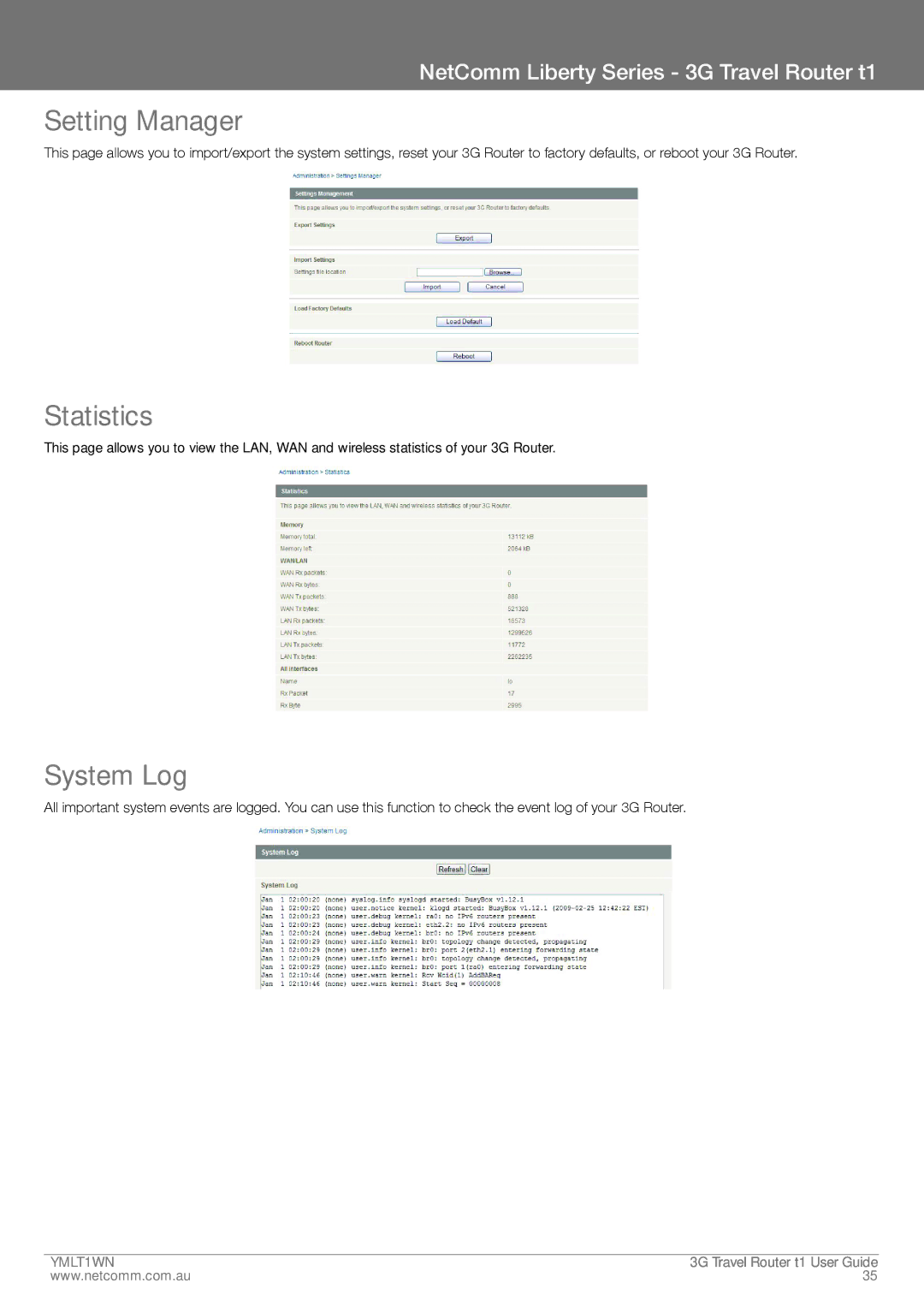 Nortel Networks T1 manual Setting Manager, Statistics, System Log 