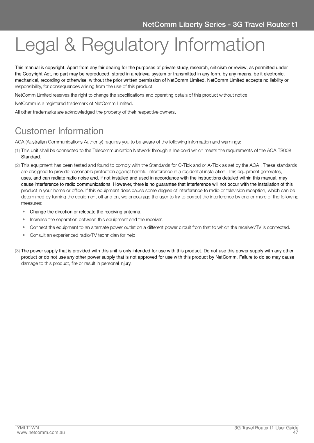 Nortel Networks T1 manual Legal & Regulatory Information, Customer Information 