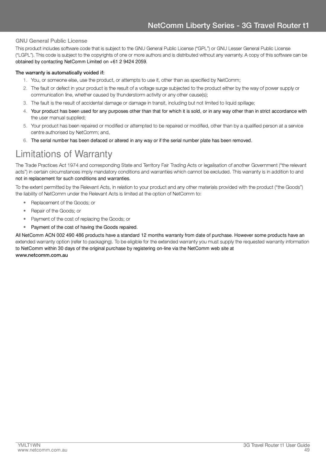 Nortel Networks T1 manual Limitations of Warranty, GNU General Public License 