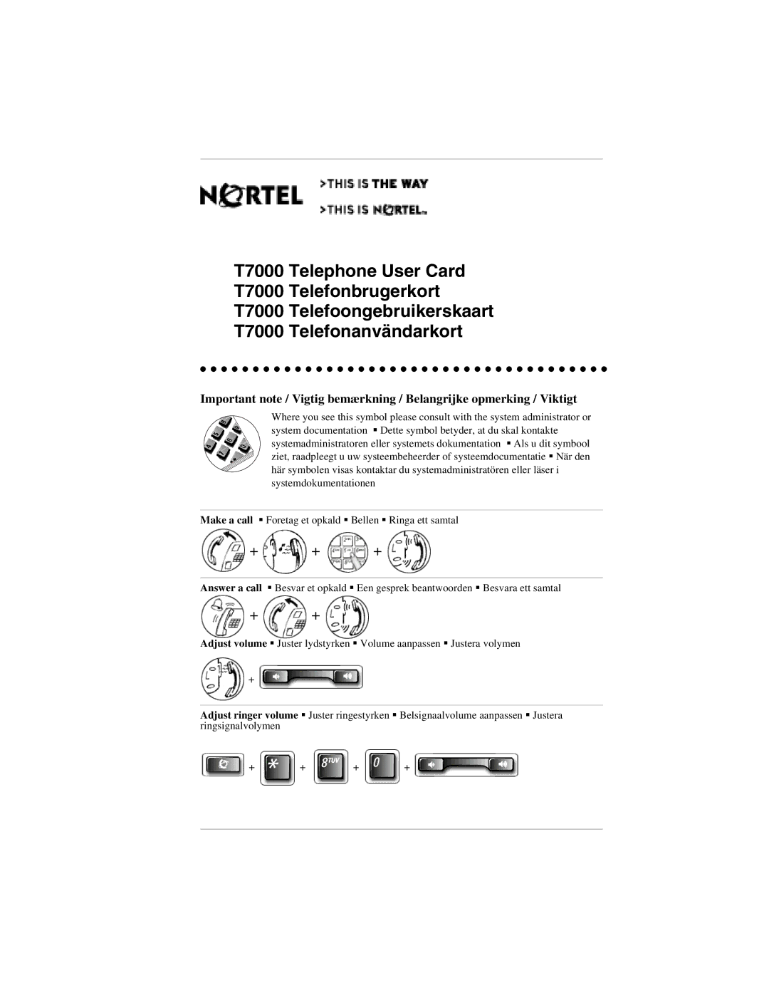 Nortel Networks T7000 manual + + + 