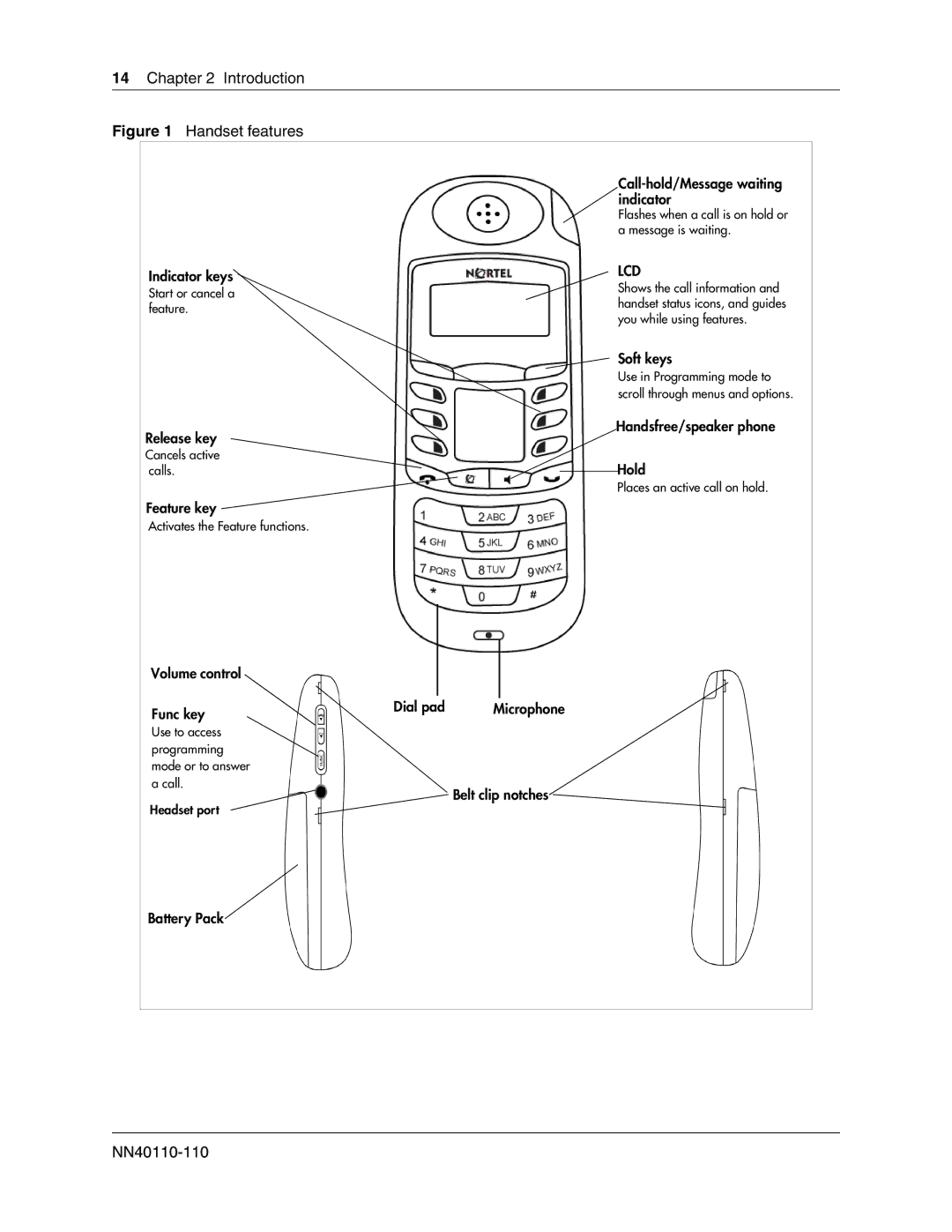 Nortel Networks T7406E manual Handset features 