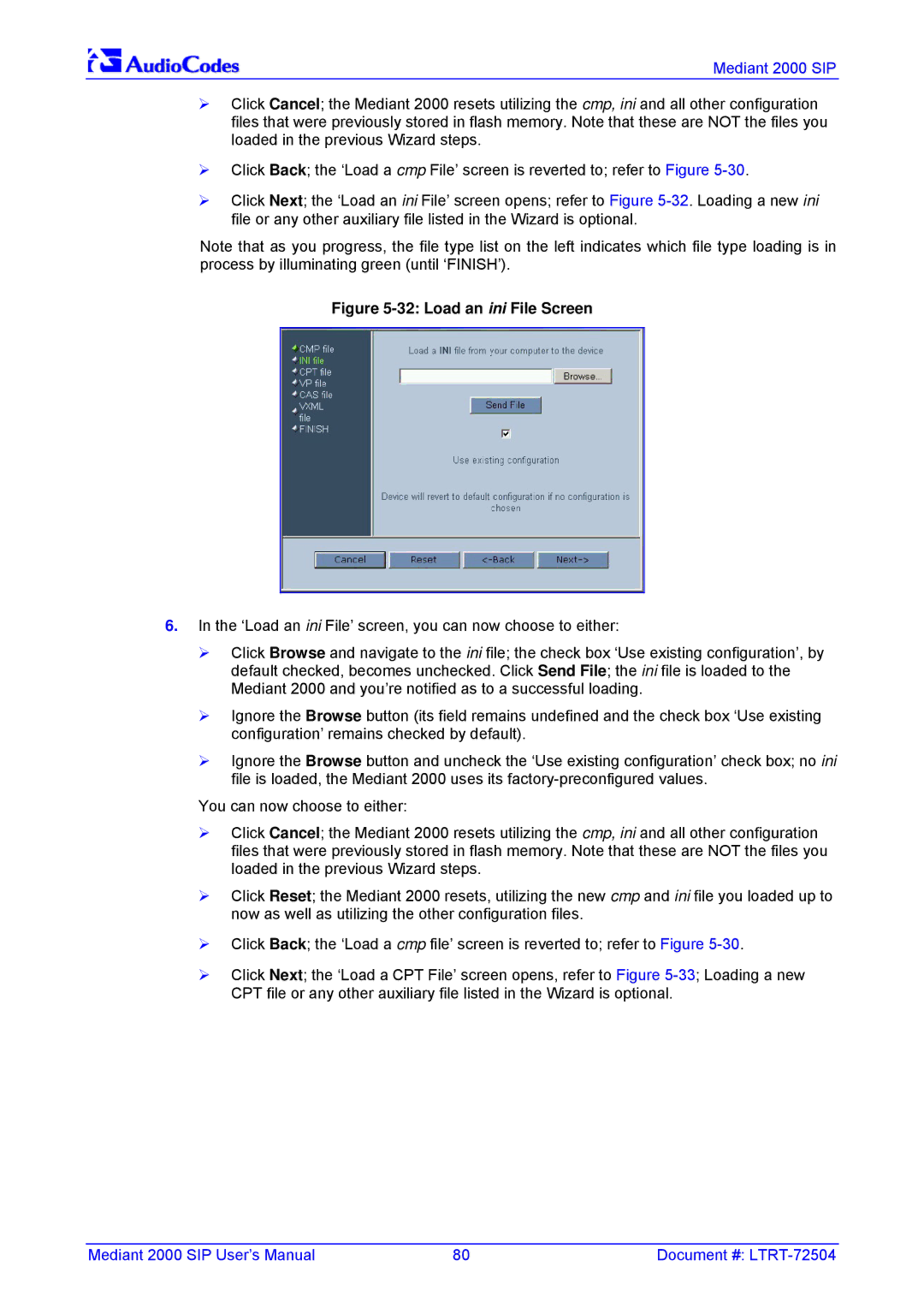 Nortel Networks TP-1610 SIP user manual Load an ini File Screen 