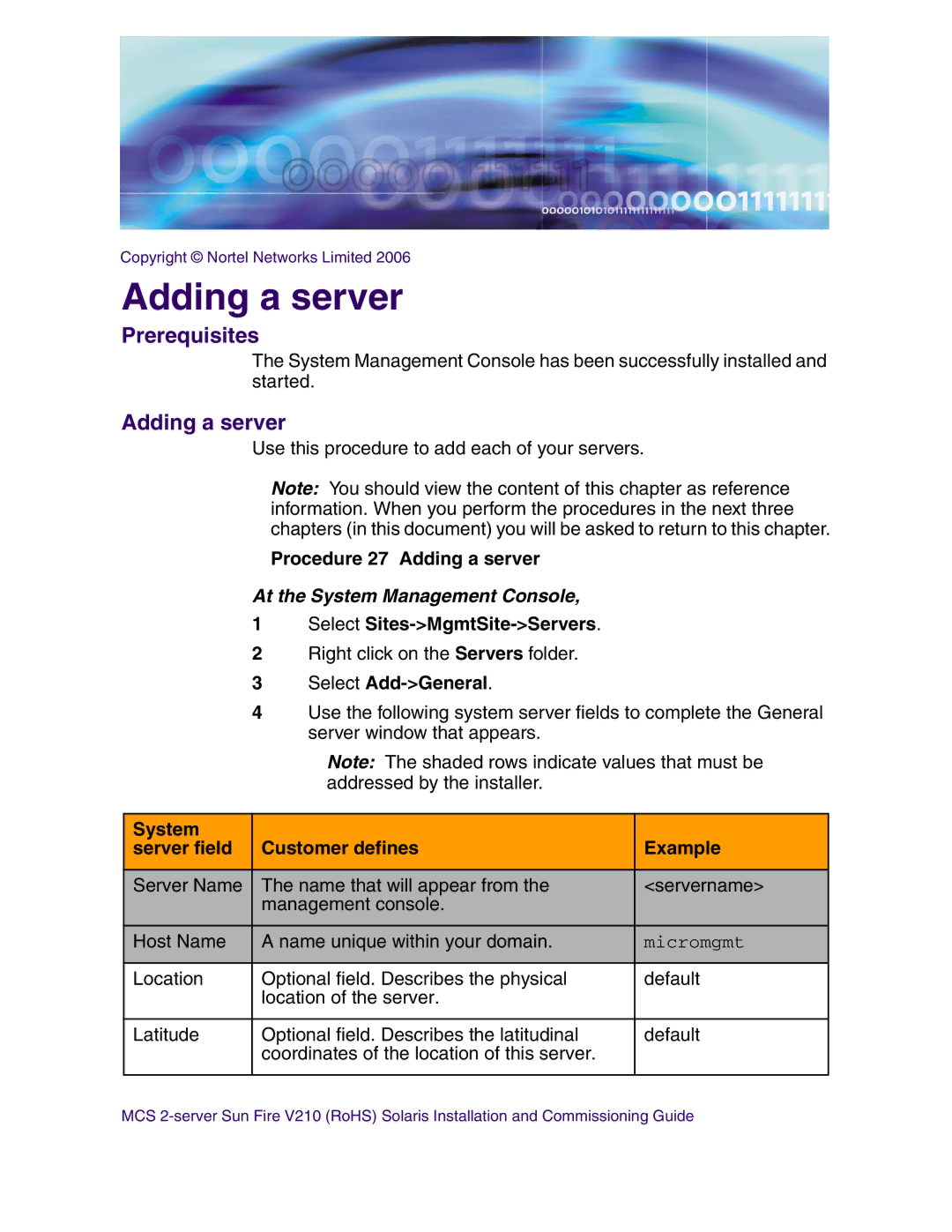 Nortel Networks V210 (RoHS) manual Adding a server 