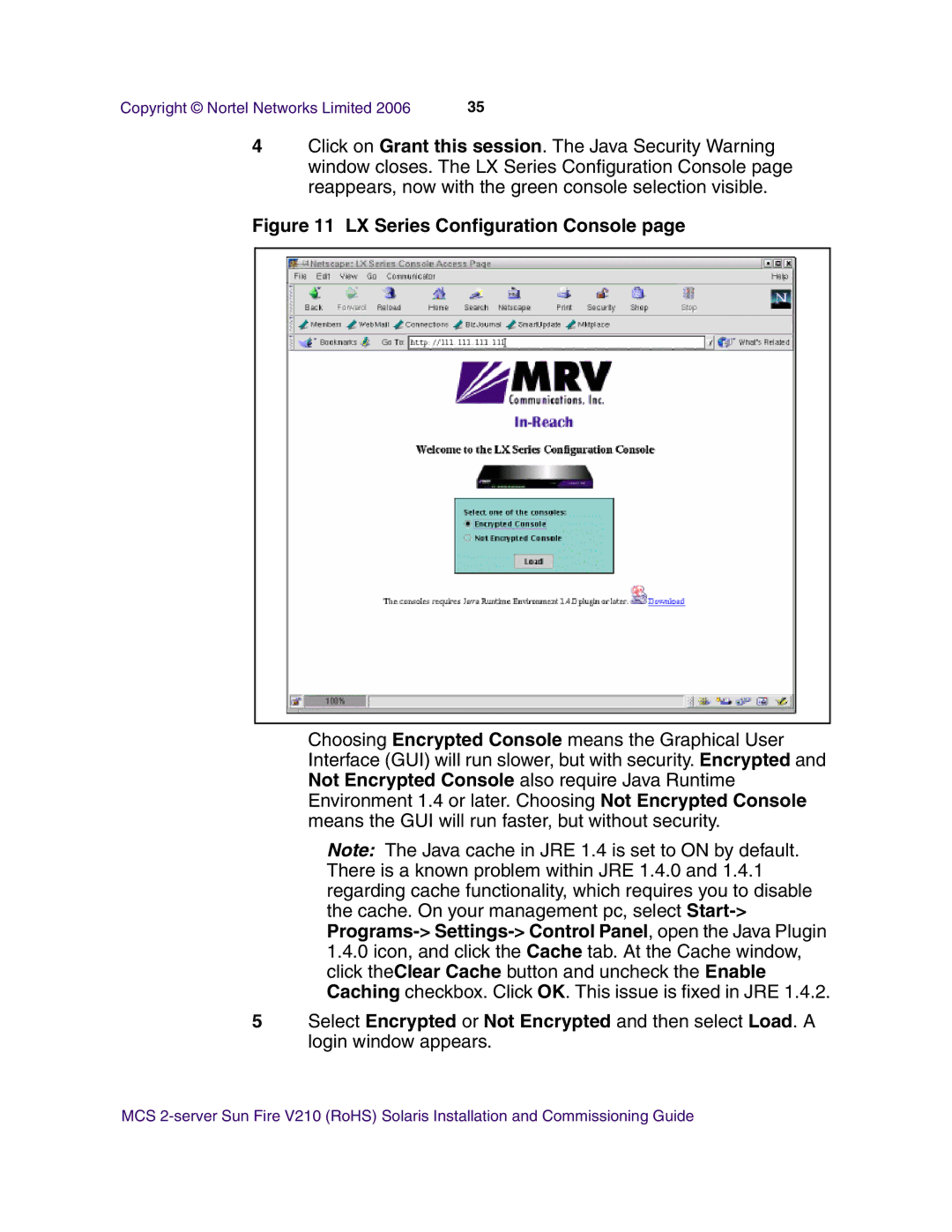 Nortel Networks V210 (RoHS) manual LX Series Configuration Console 