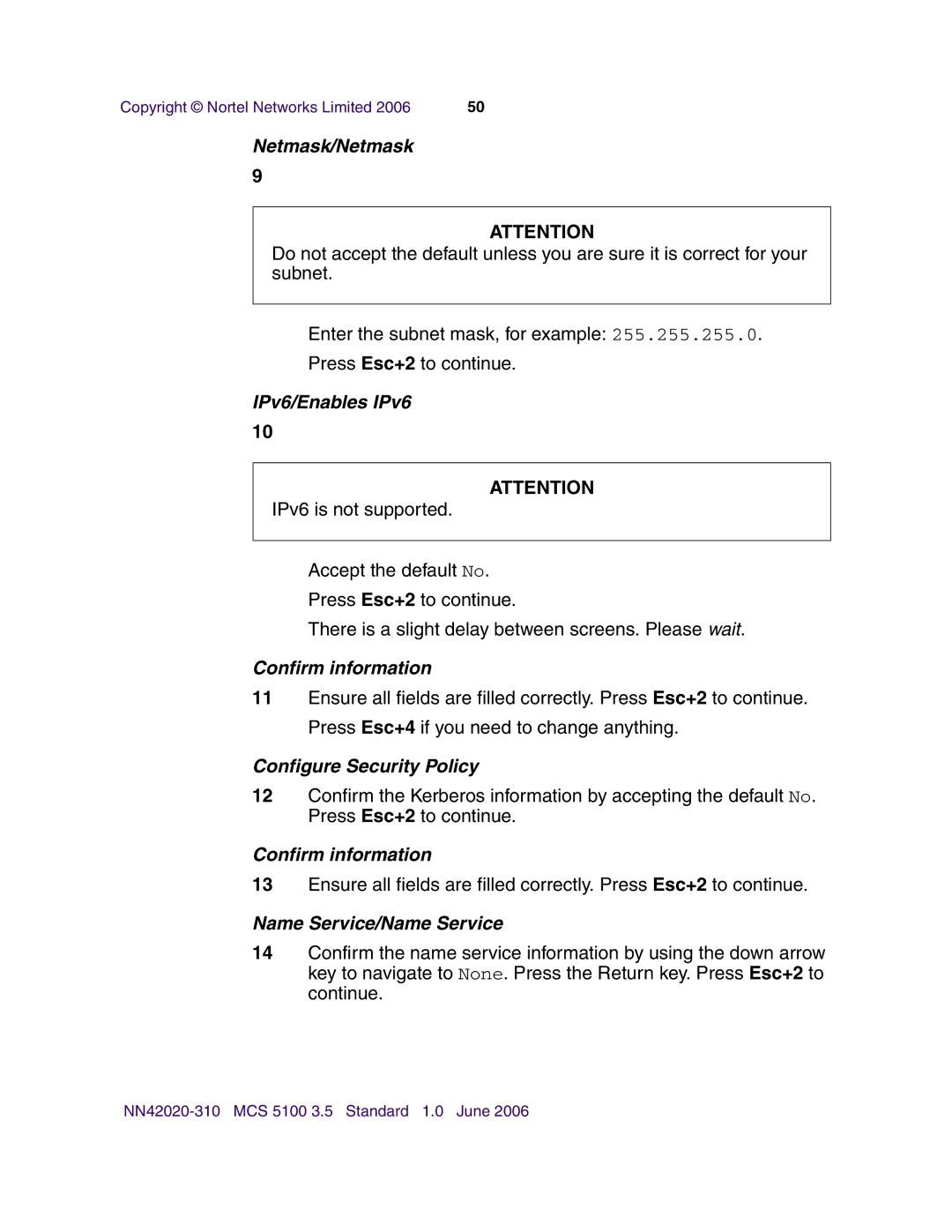 Nortel Networks V210 (RoHS) manual Configure Security Policy 