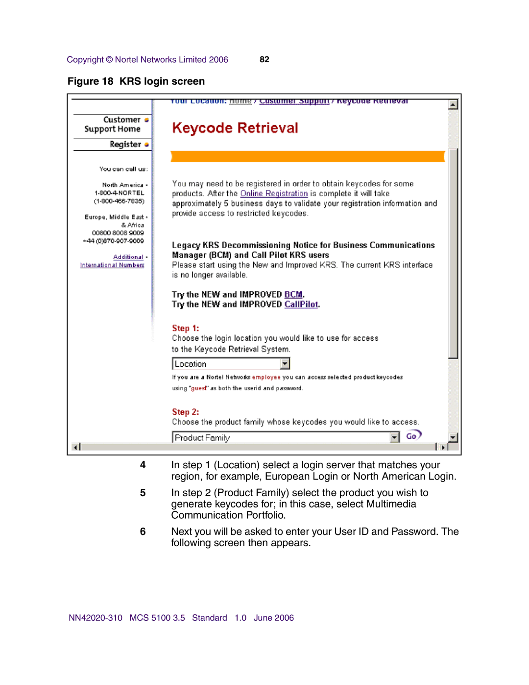 Nortel Networks V210 (RoHS) manual KRS login screen 