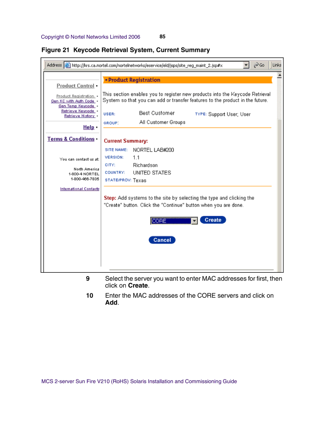 Nortel Networks V210 (RoHS) manual Keycode Retrieval System, Current Summary 