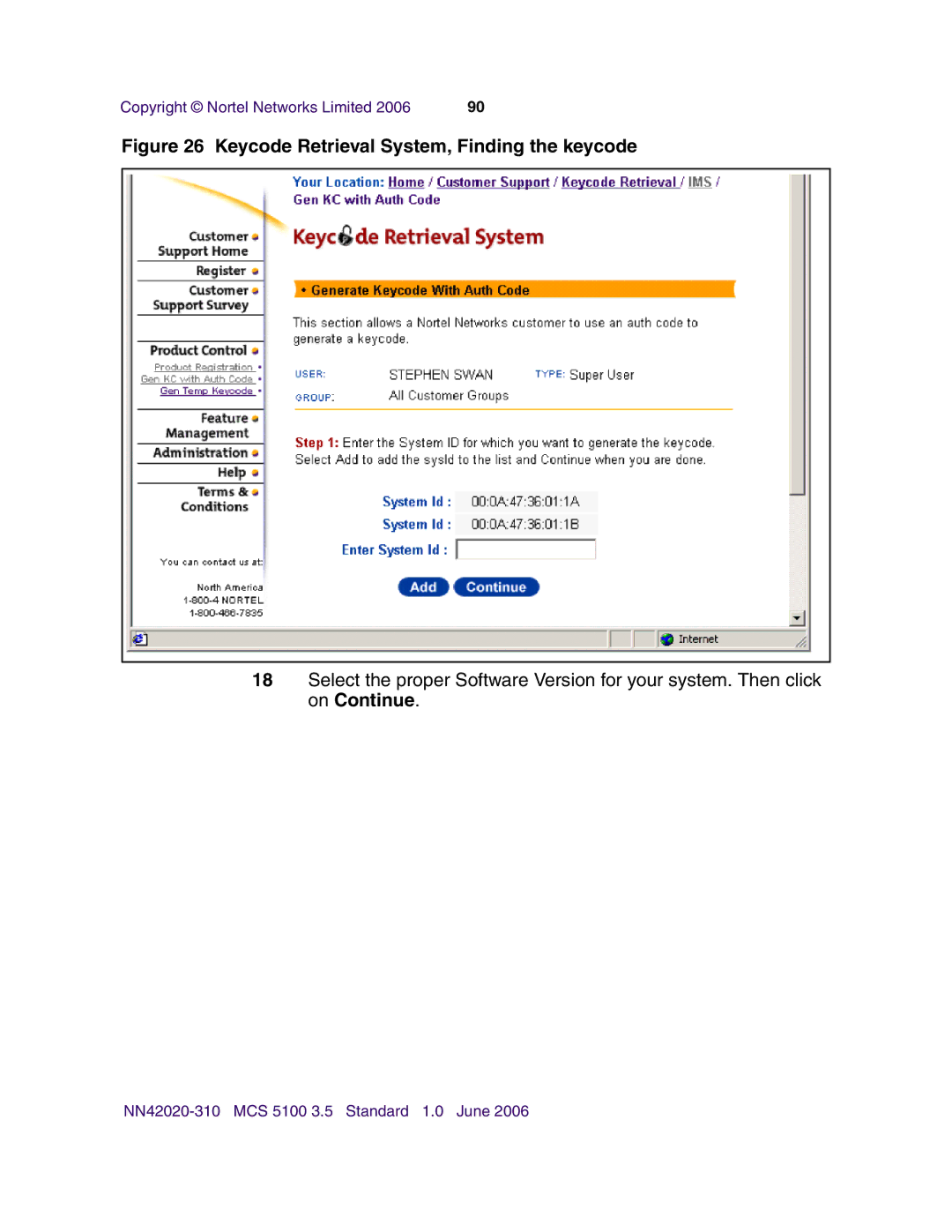 Nortel Networks V210 (RoHS) manual Keycode Retrieval System, Finding the keycode 