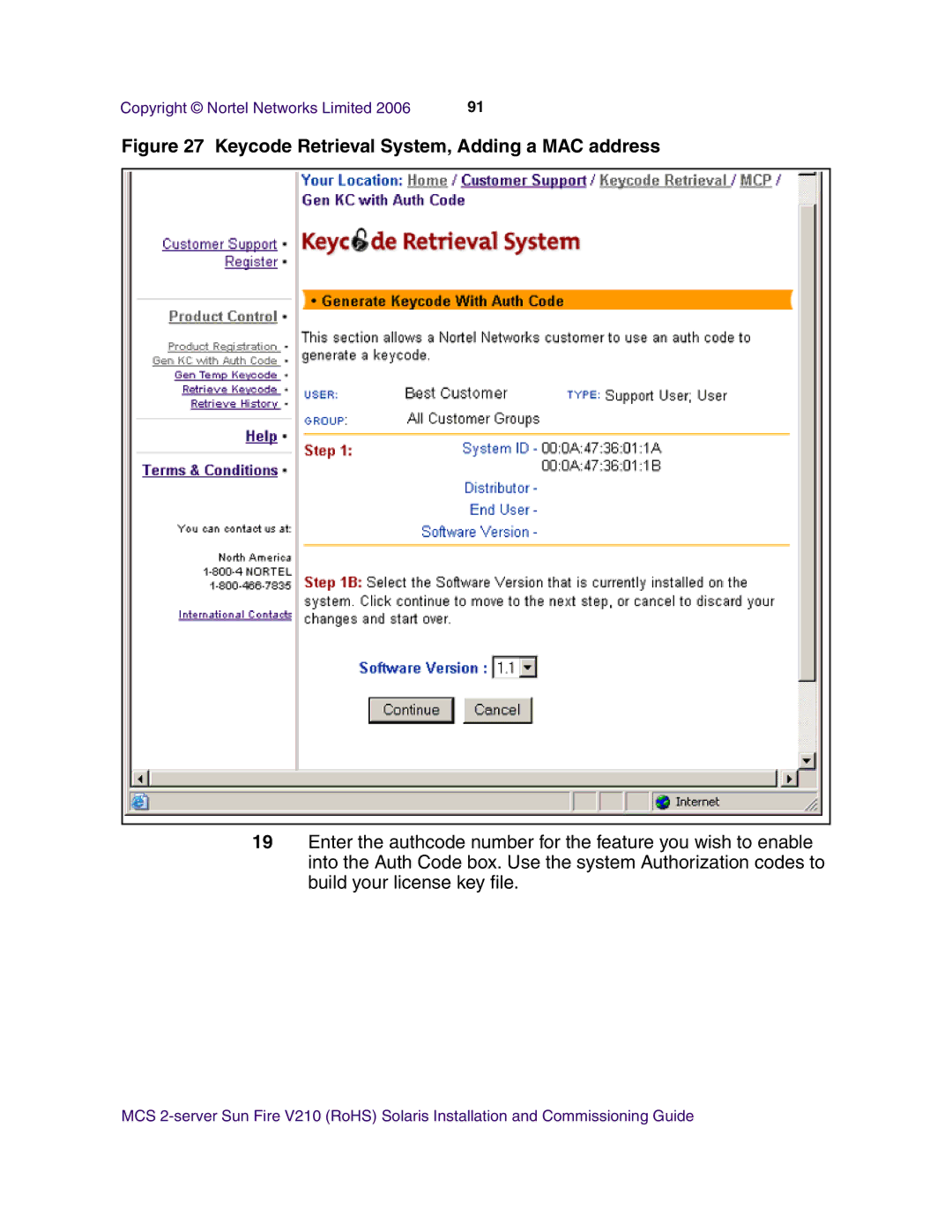 Nortel Networks V210 (RoHS) manual Keycode Retrieval System, Adding a MAC address 