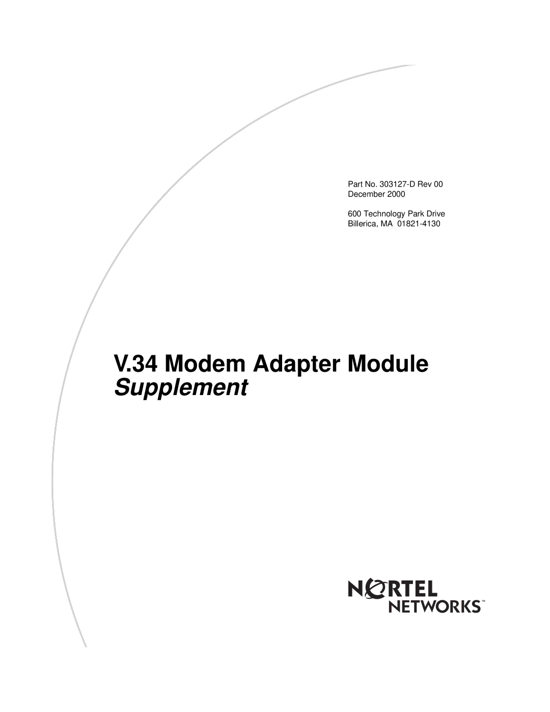 Nortel Networks V.34 manual Supplement 