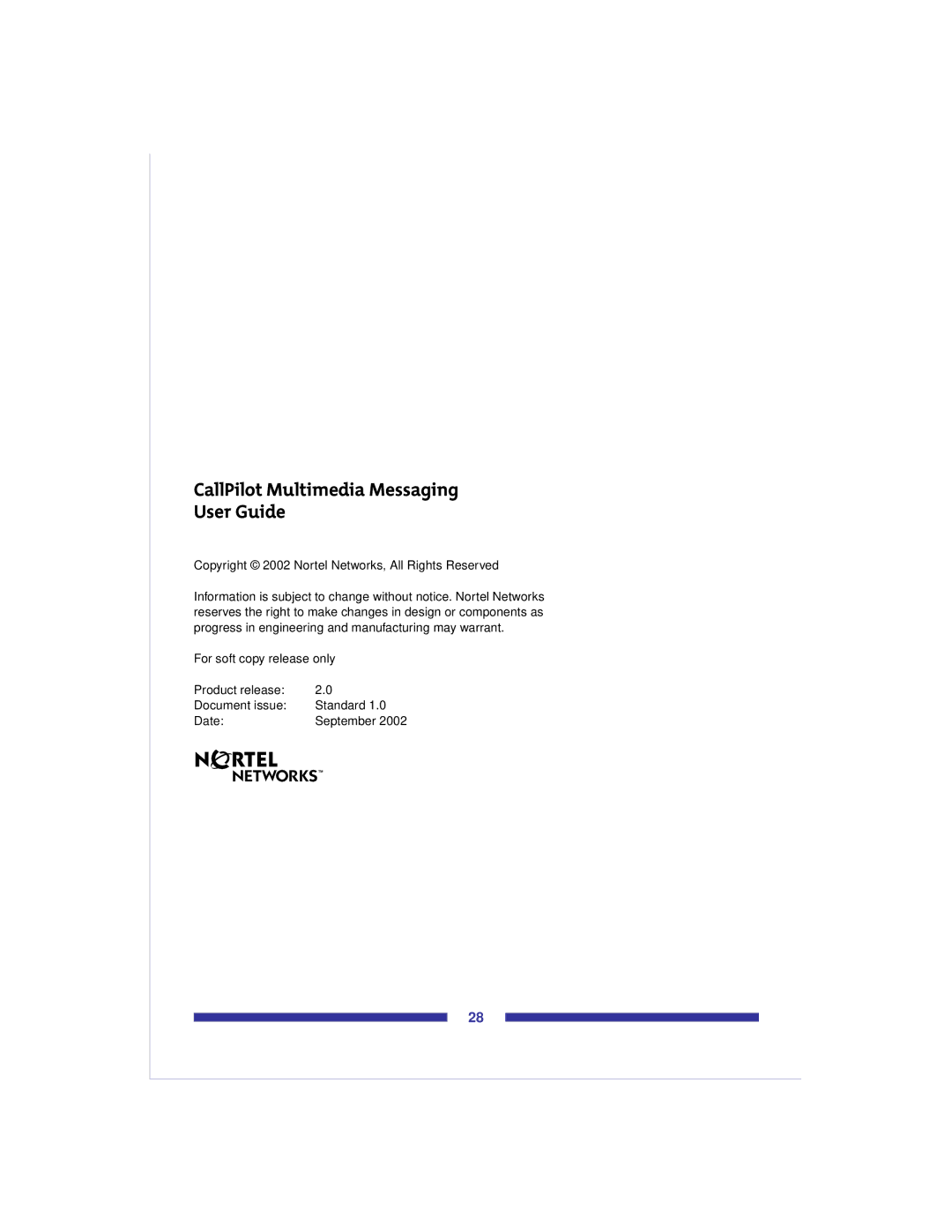 Nortel Networks Voice Mail manual CallPilot Multimedia Messaging User Guide 