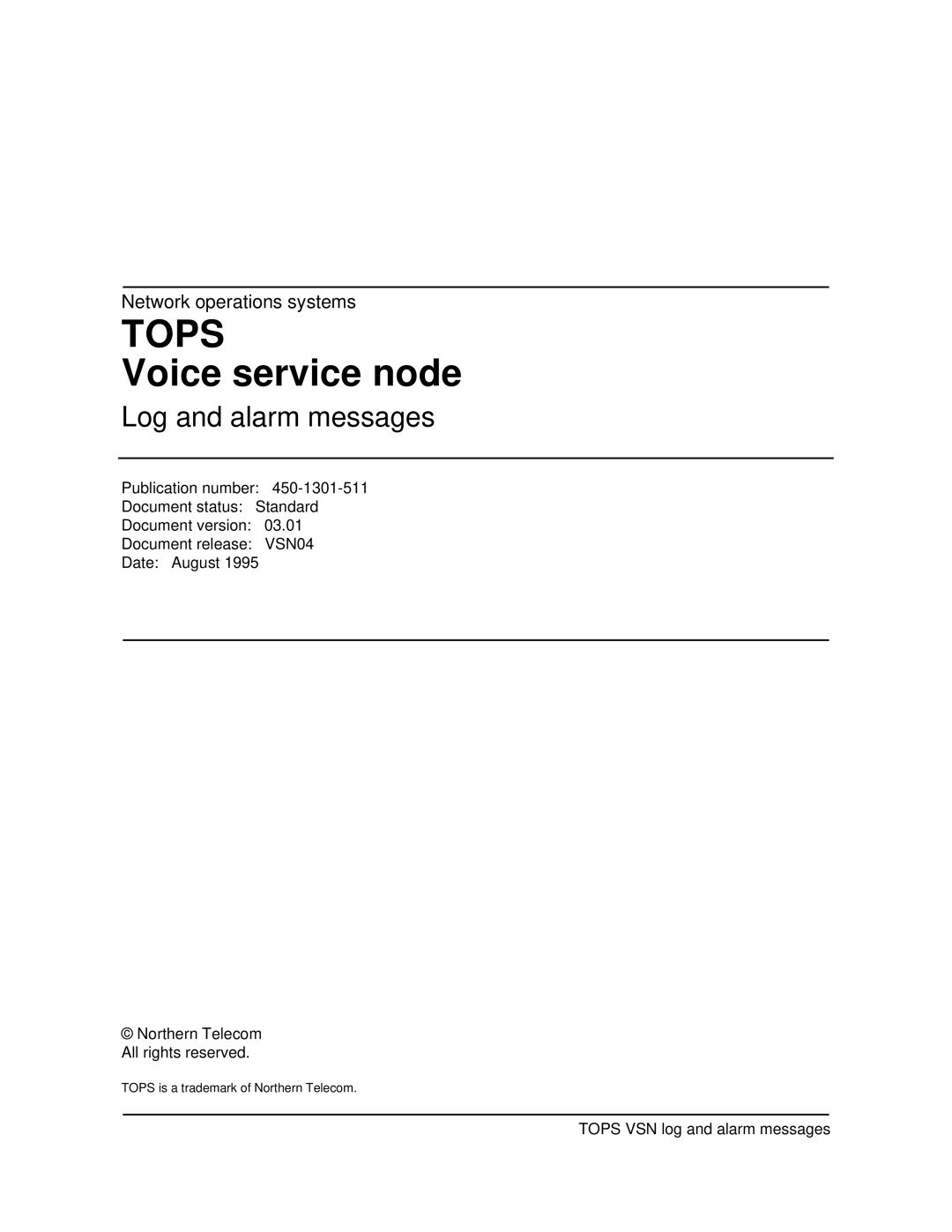 Nortel Networks VSN04 manual Tops VSN log and alarm messages 