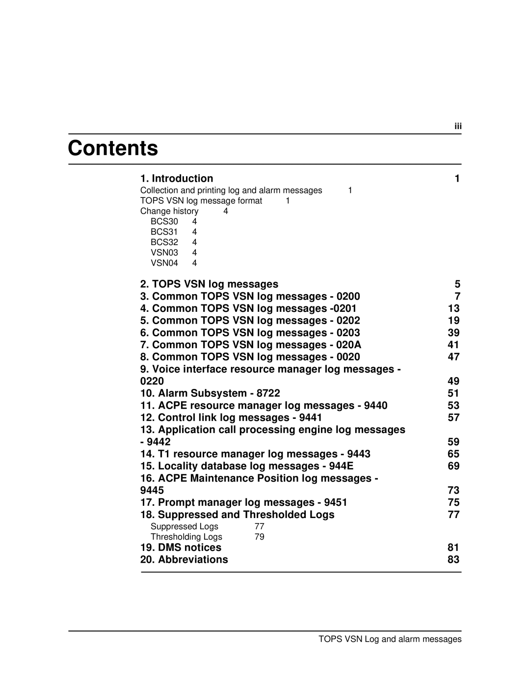 Nortel Networks VSN04 manual Contents 