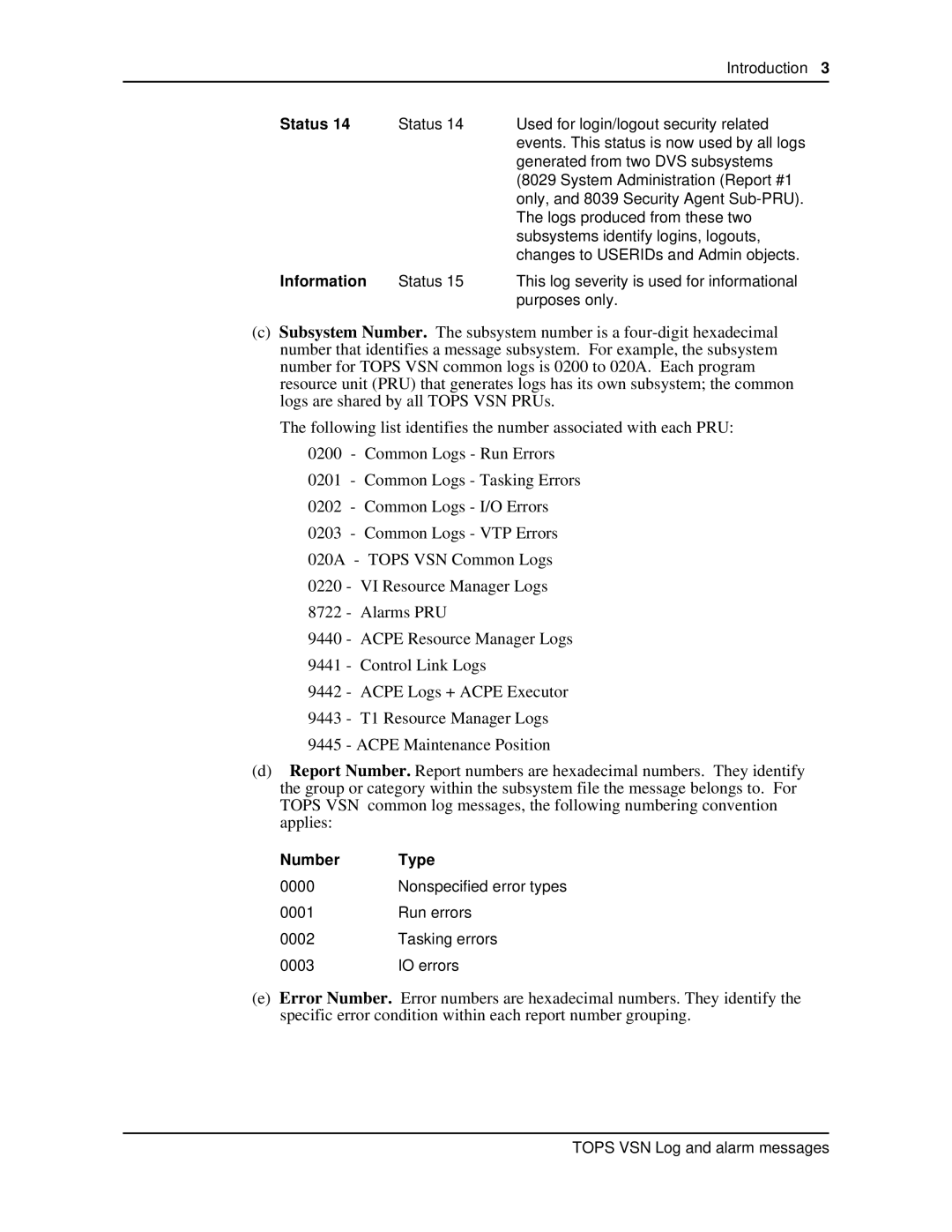 Nortel Networks VSN04 manual Information, Number Type 