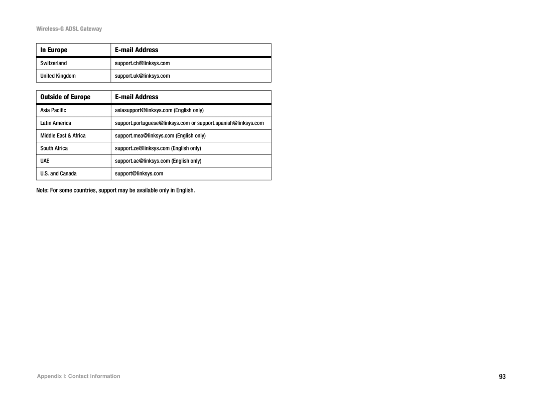 Nortel Networks WAG54G manual Outside of Europe Mail Address 