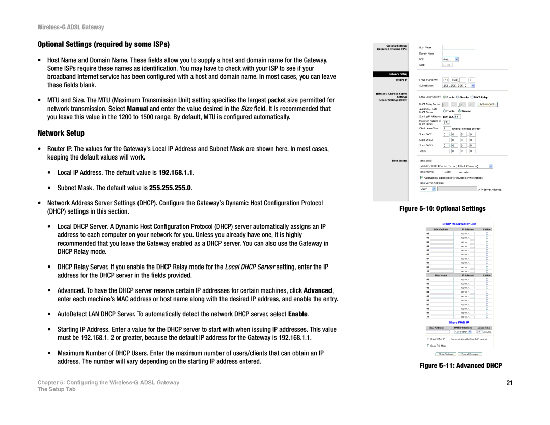 Nortel Networks WAG54G manual Optional Settings required by some ISPs, Network Setup 