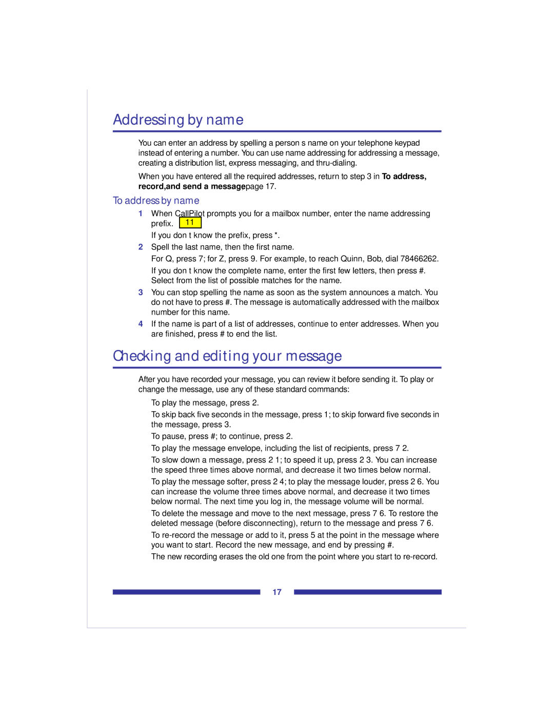 Nortel Networks X-6000 manual Addressing by name, Checking and editing your message, To address by name 