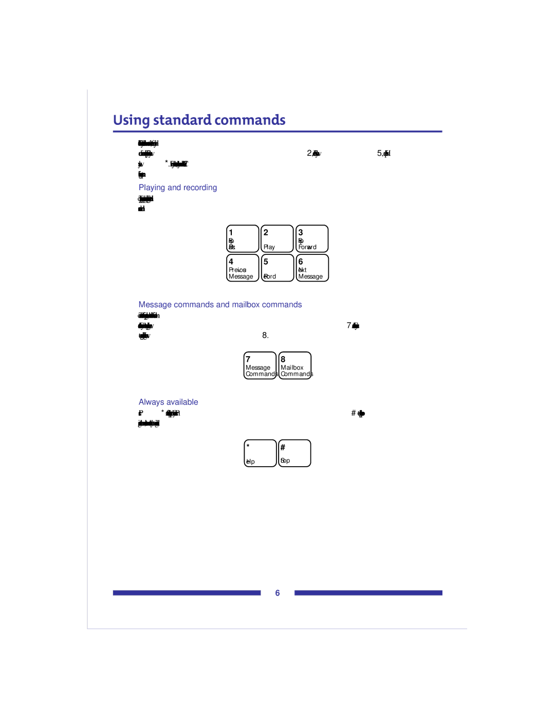 Nortel Networks X-6000 manual Using standard commands, Playing and recording 