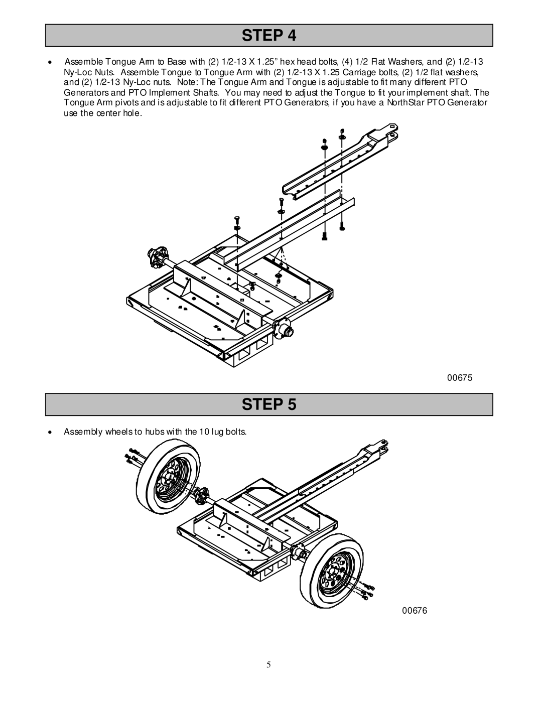 North Star 165959 owner manual Assembly wheels to hubs with the 10 lug bolts 00676 