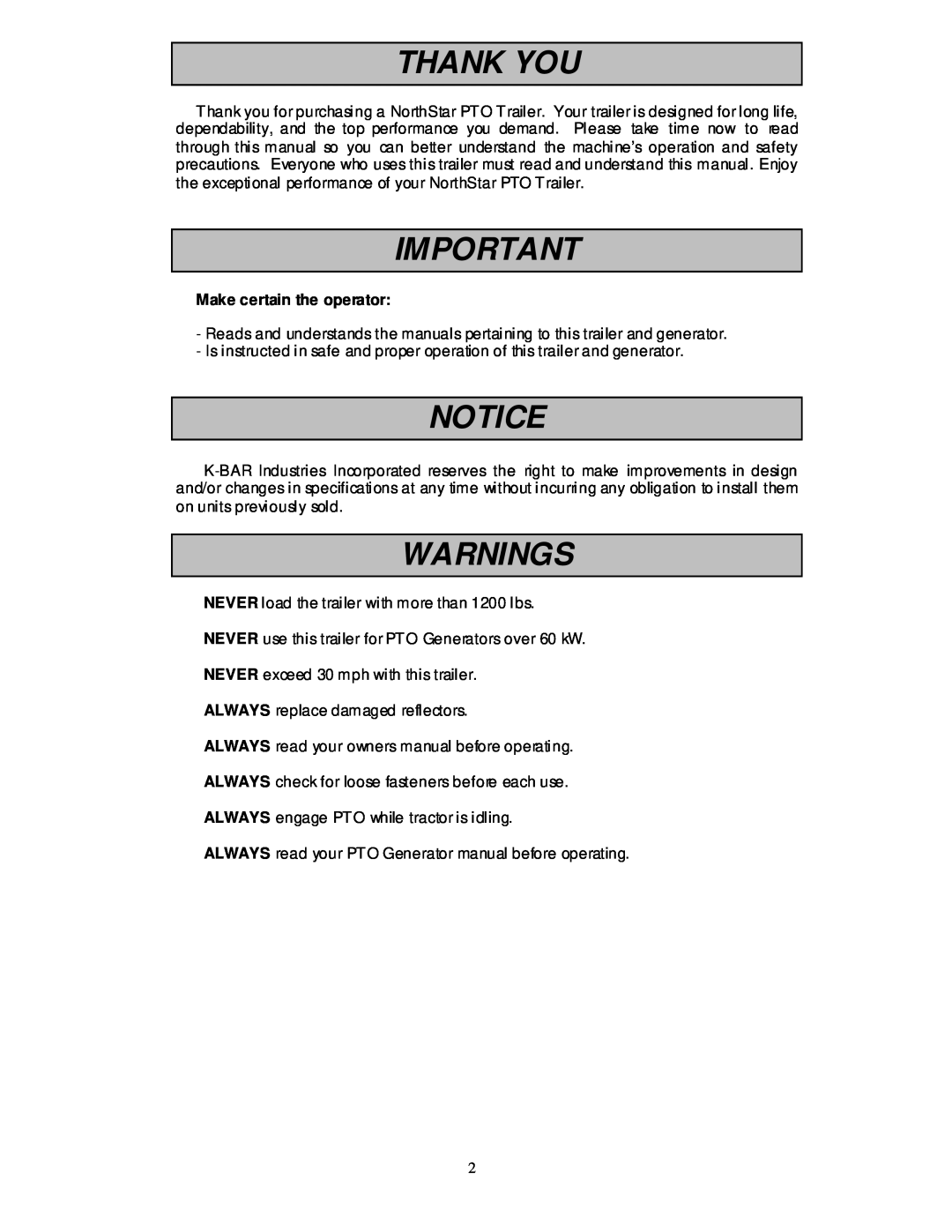 North Star 165959 owner manual Thank You, Warnings, Make certain the operator 