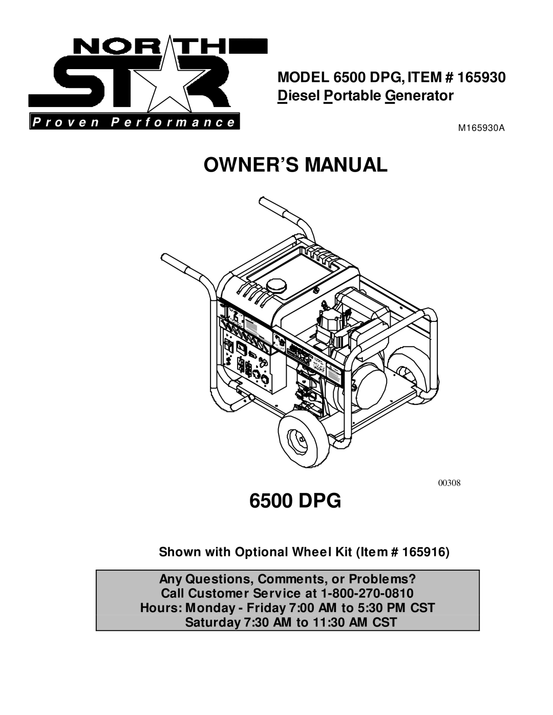 North Star 6500 DPG owner manual 