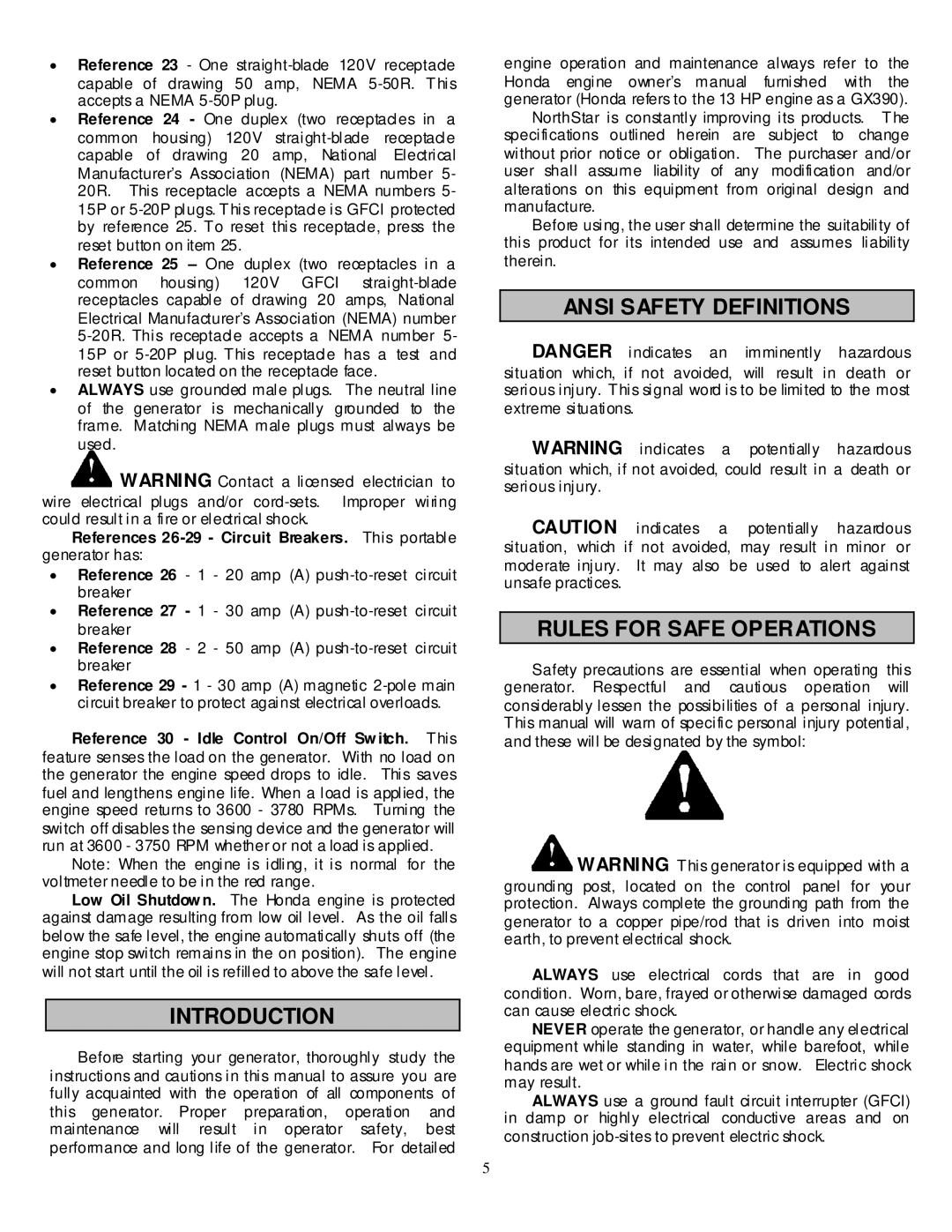 North Star 8000 IPG owner manual Introduction, Ansi Safety Definitions Rules for Safe Operations 