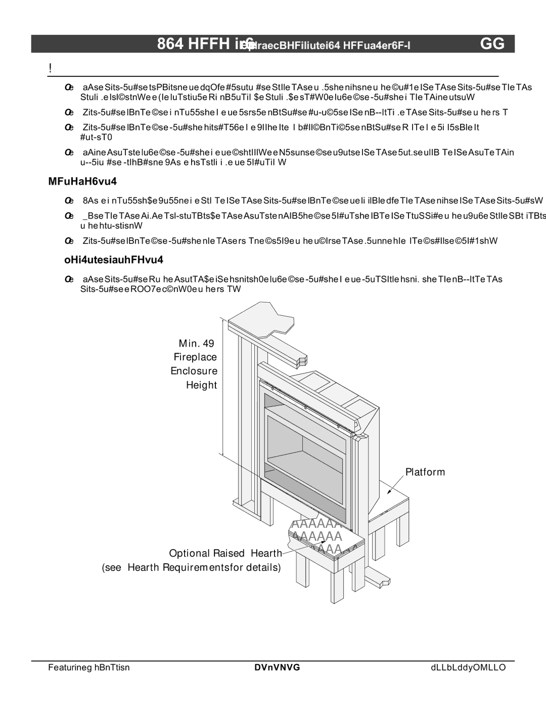 North Star 864 HH installation manual Fireplace Placement Requirements, Clearances, Raised Fireplaces 