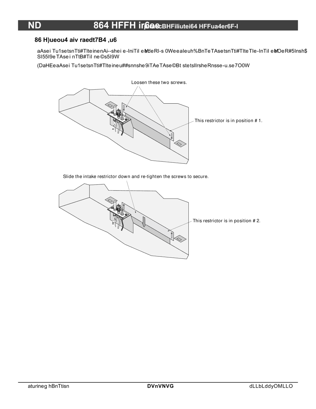 North Star 864 HH installation manual Intake Restrictor Adjustment 