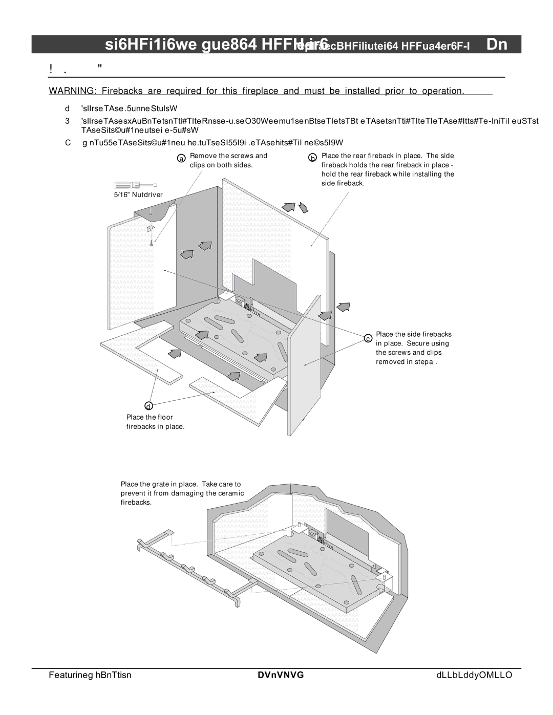 North Star 864 HH installation manual Fireback and Grate Installation 