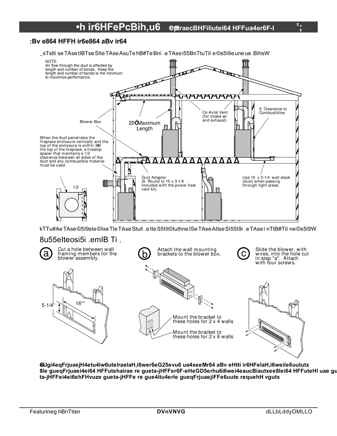 North Star 864 HH installation manual Duct Installation Instructions, Length 