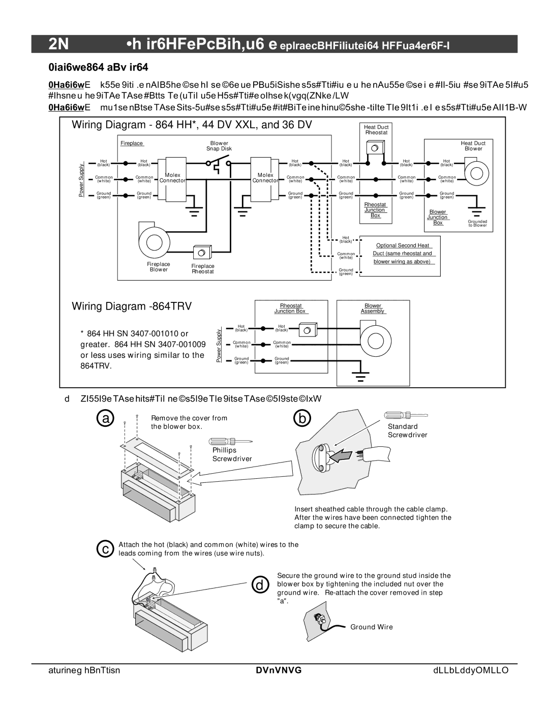 North Star 864 HH installation manual Wiring Diagram -864TRV 