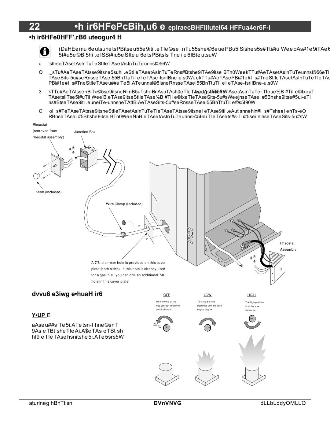 North Star 864 HH installation manual Optional Wall-Mounted Rheostat, Accent Light Operation 