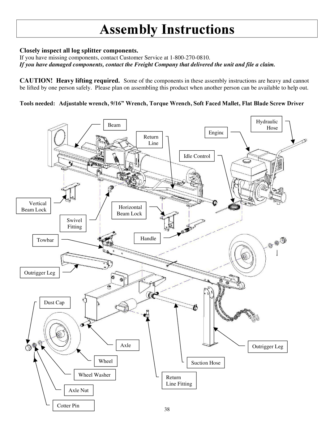 North Star M1108D owner manual Assembly Instructions 