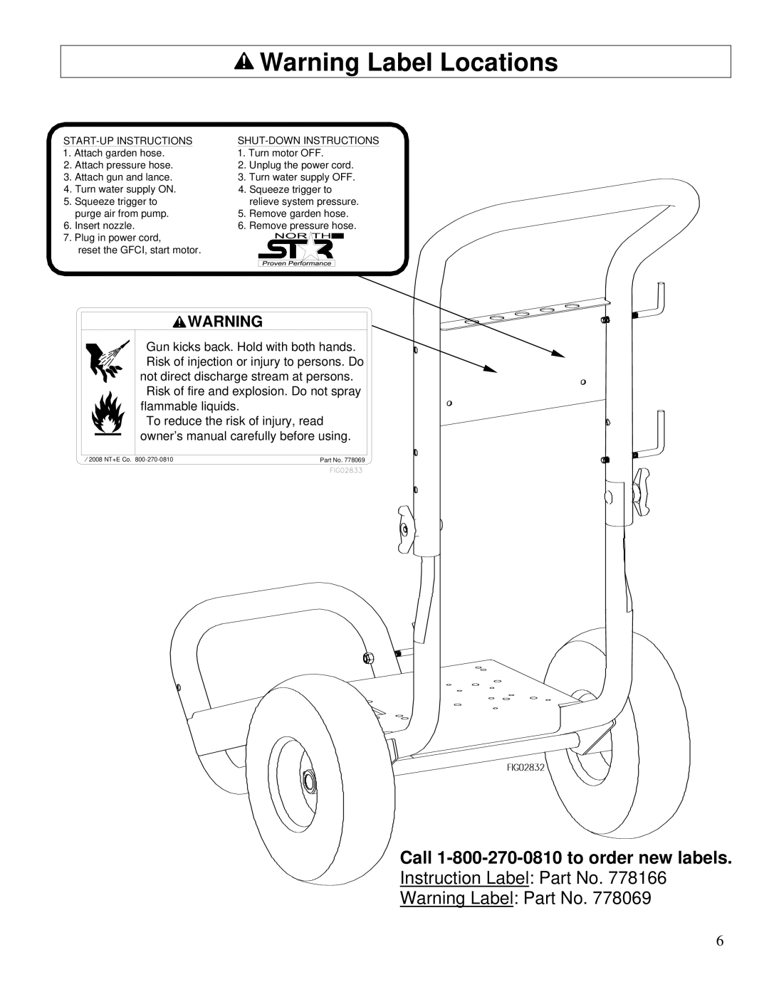 North Star M1573001A owner manual Call 1-800-270-0810 to order new labels 