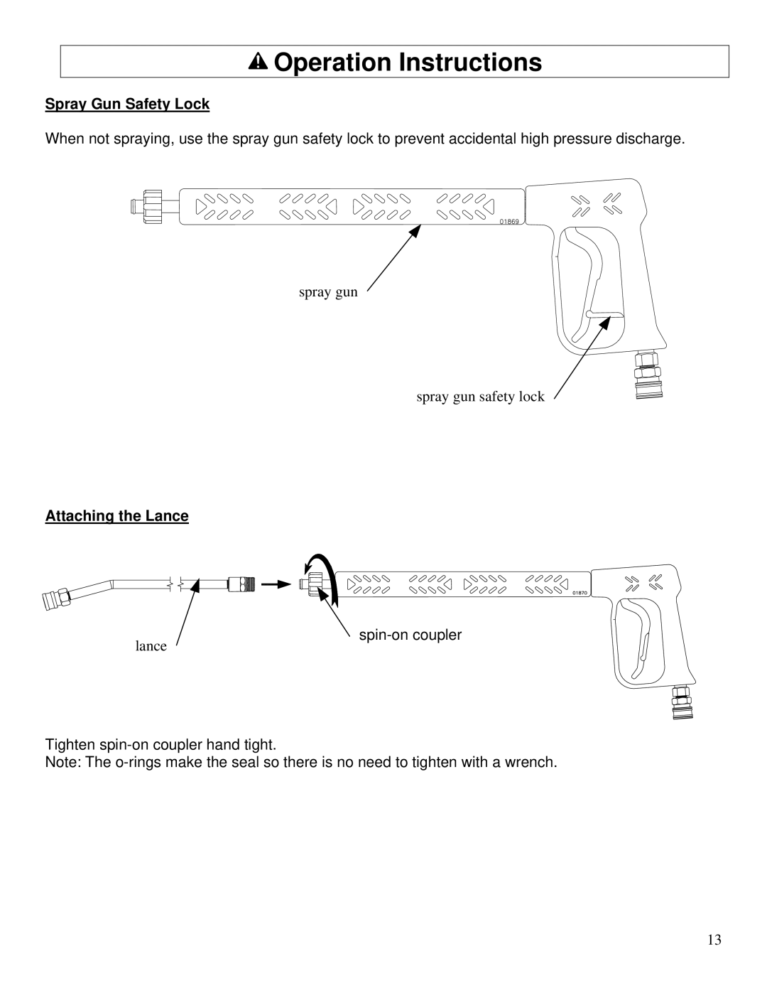 North Star M157300E owner manual Spray Gun Safety Lock, Attaching the Lance 