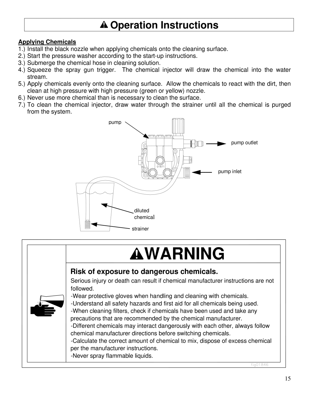 North Star M157300E owner manual Risk of exposure to dangerous chemicals, Applying Chemicals 