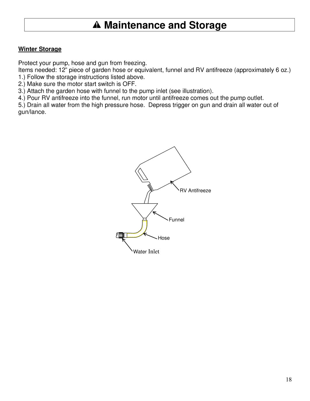 North Star M157300E owner manual Winter Storage 