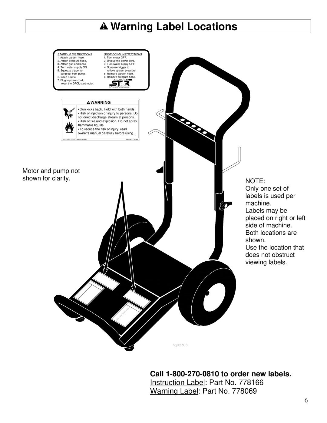 North Star M157300E owner manual Call 1-800-270-0810 to order new labels 