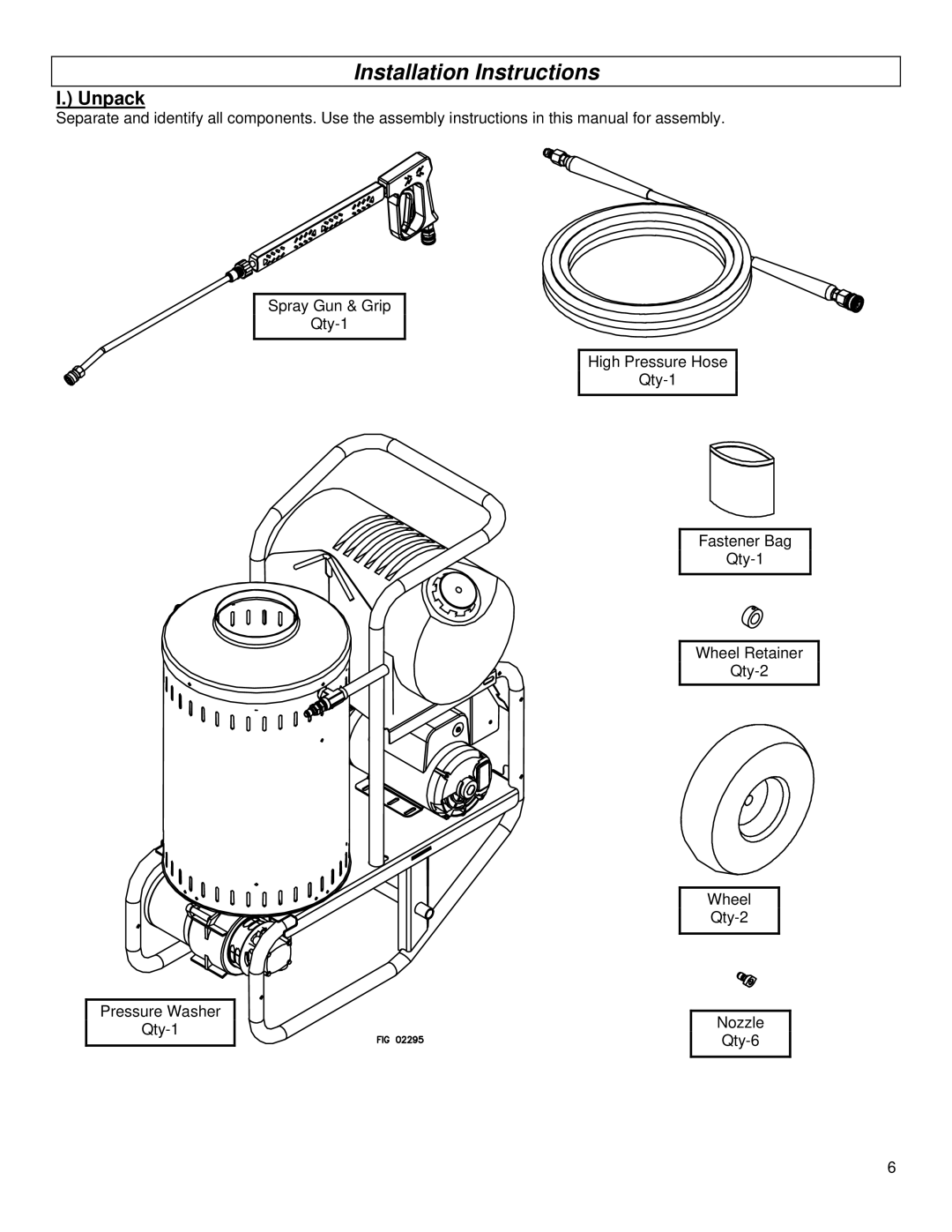 North Star M157305G specifications Installation Instructions, Unpack 