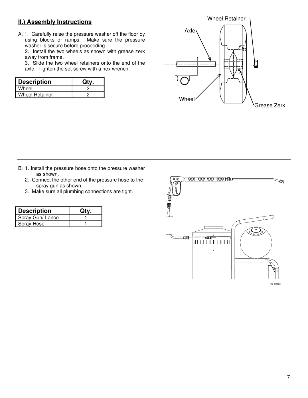 North Star M157305G specifications II. Assembly Instructions, Description Qty 