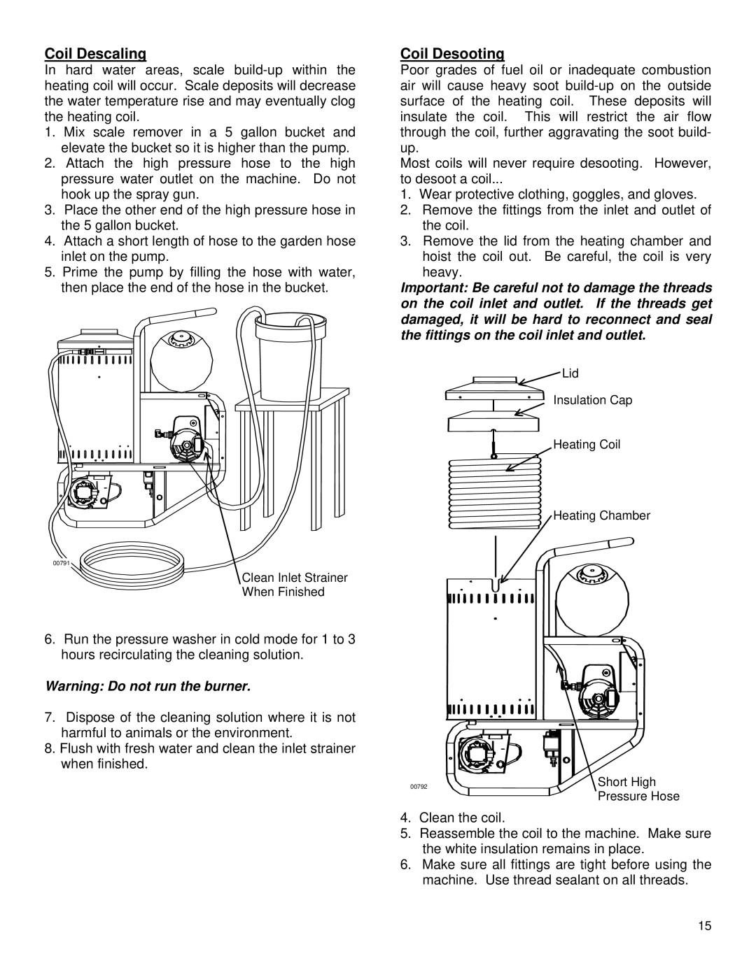 North Star M157305H specifications Coil Descaling, Coil Desooting 