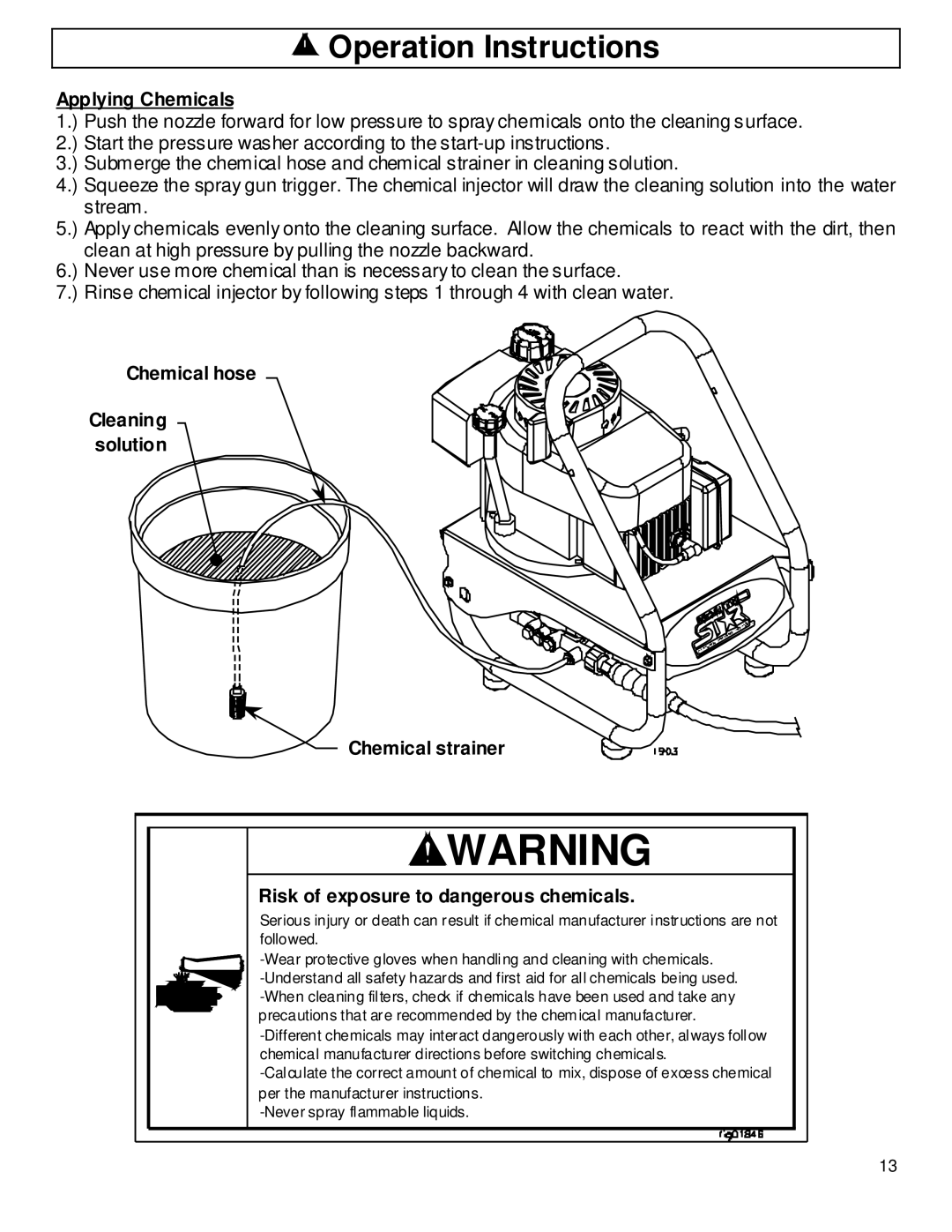 North Star M157471A owner manual Applying Chemicals 