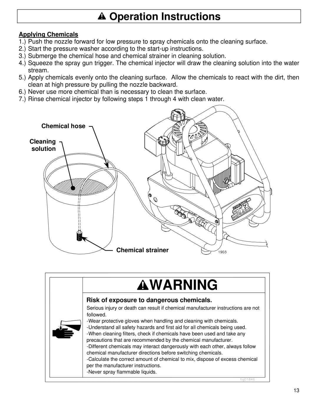 North Star M157477A owner manual Applying Chemicals 