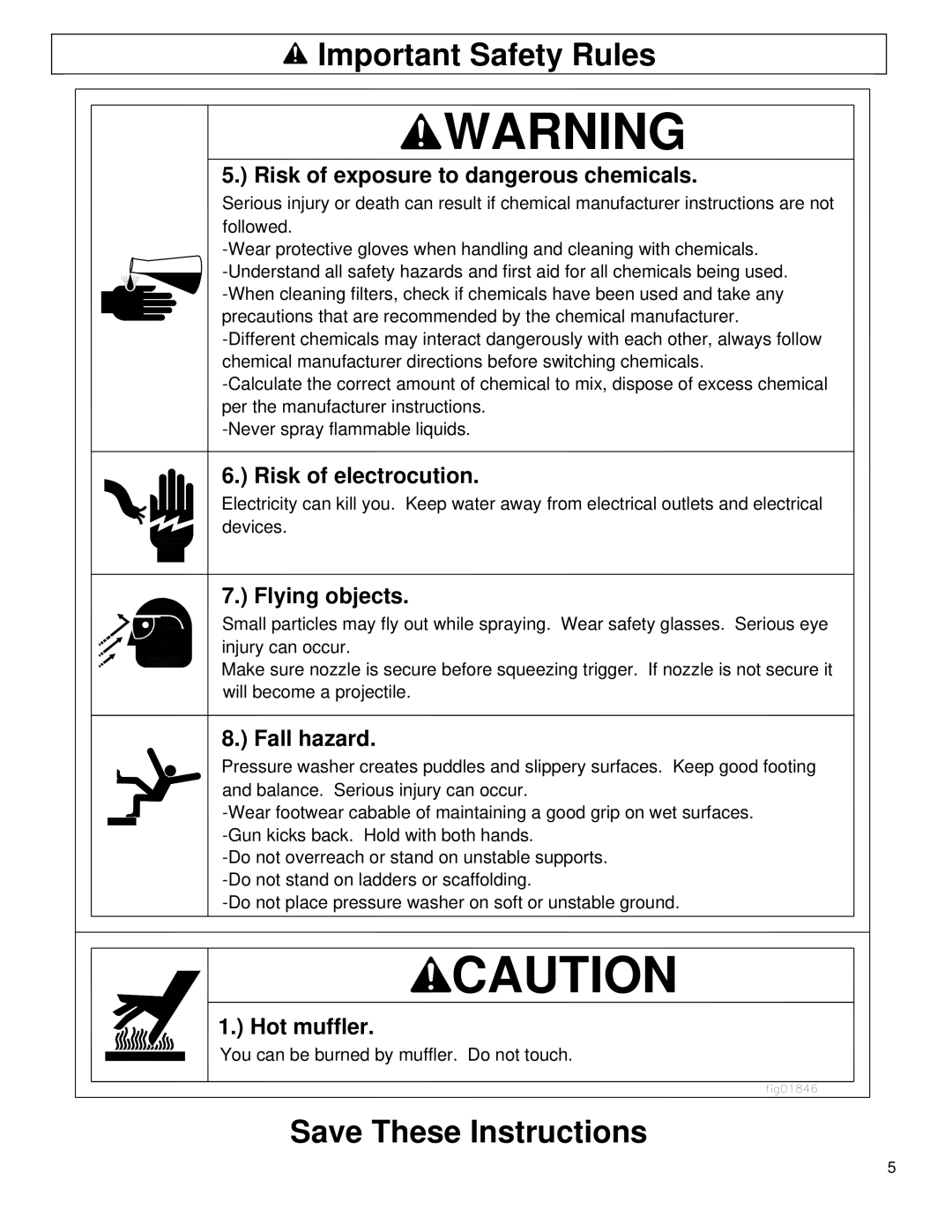 North Star M157477A Risk of exposure to dangerous chemicals, Risk of electrocution, Flying objects, Fall hazard 