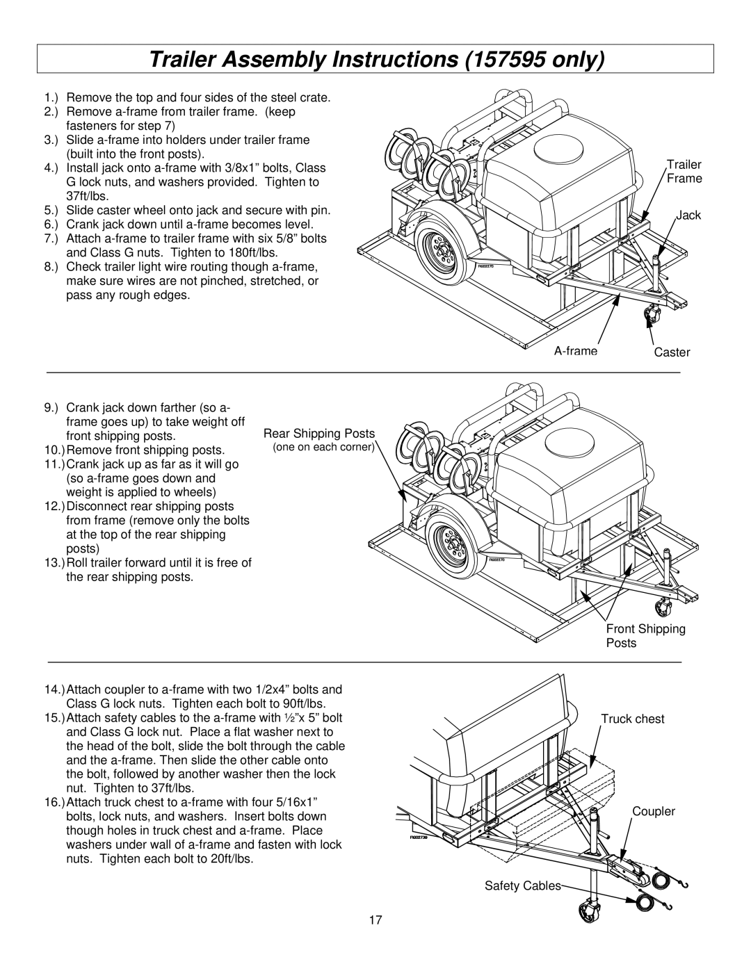 North Star M157594I specifications Trailer Assembly Instructions 157595 only 