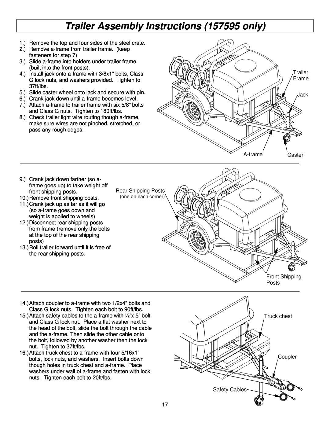 North Star M157594I specifications Trailer Assembly Instructions 157595 only, one on each corner 