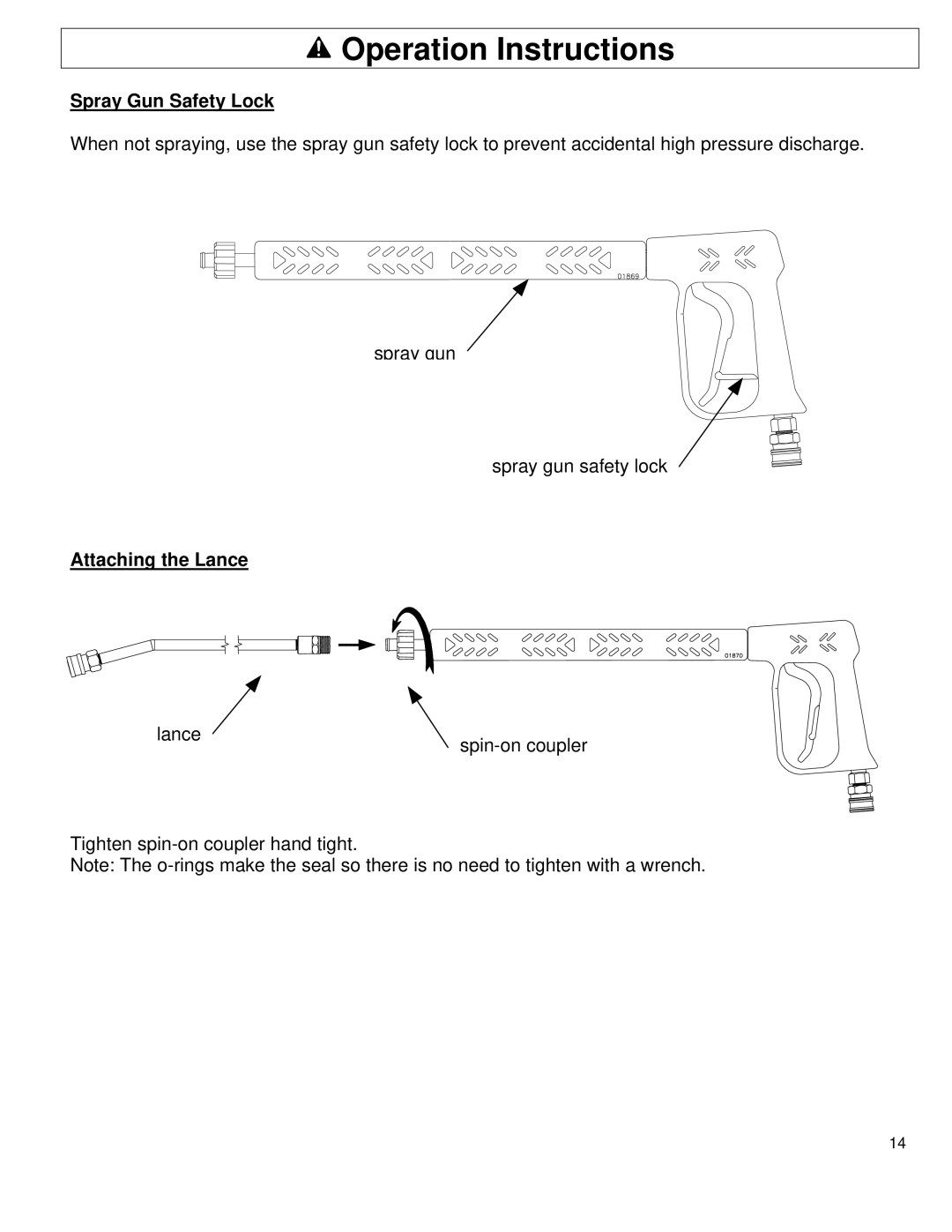 North Star M1578111F owner manual Spray Gun Safety Lock, Attaching the Lance 